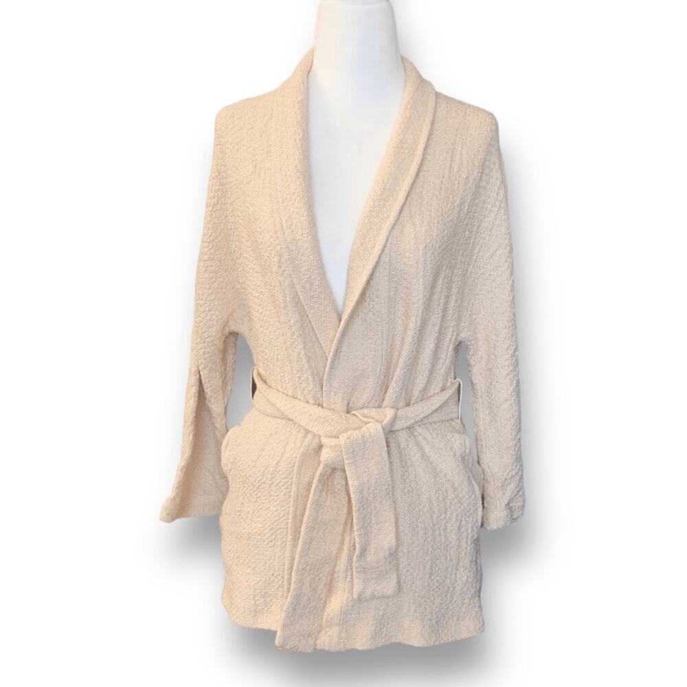 Massimo Dutti Linen Blend Textured Belted Cardigan Sweater Small Knit Minimalist - Picture 11 of 11